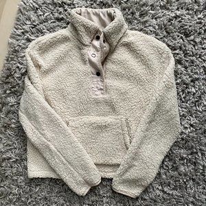 Wlidflower Ivory 1/4 Button Sherpa Jacket sz S ✨EUC ✨